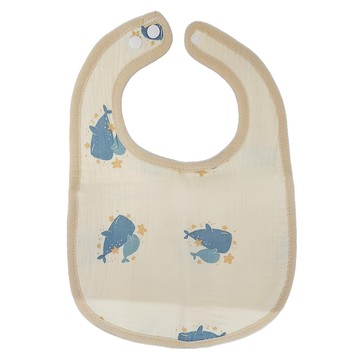 CHU-MI 啾米 六層紗手繪圍兜 100%純棉六層紗 輕薄透氣又吸水 貼心雙扣設計 不勒寶寶脖子 越洗越柔軟 一年四季都適用  鯨魚 黃色  1條  1件