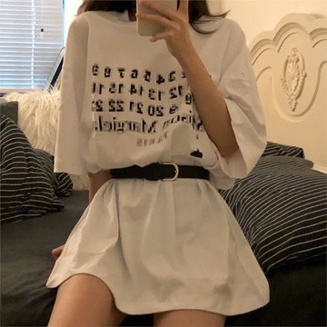 MARGIEL風格 原創 馬賽克印花數字模糊馬吉男女寬松圓領短袖T恤