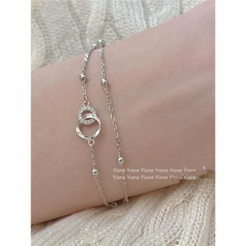 (免運)壹萬yione雙層鋯石手鏈女純銀圓環輕奢精致禮物小眾簡約通勤新款