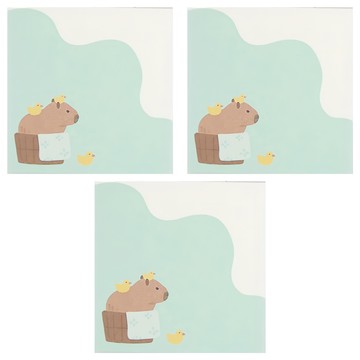 德德小品集 卡皮巴拉樂園 便籤紙  泡澡豚 藍色  3個  100張