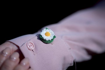 【雛菊】袖釦 鈕釦 裝飾釦 領釦 微鉤 針織 花 手作