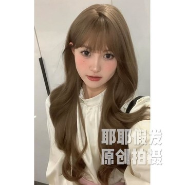 TOP🥇假髮女 lolita假髮 大波浪長捲髮 齊瀏海 jk全頭套式假髮 整頂假髮女 全頭套假髮 頭頂補髮片 瀏海假髮