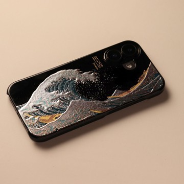 蒔繪 iPhone 保護殼 iPhone17 系列 / iPhone Air 高起伏蒔繪 浪裡富士 葛飾北齋 富嶽三十六景 山中漆器