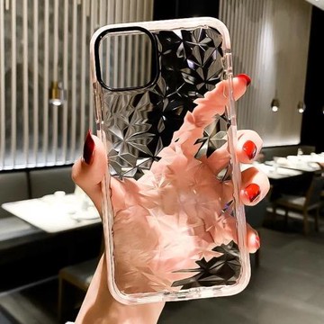 迪麗熱巴同款適用蘋果15promax手機殼16pro新款鉆石紋iphone13高級感14保護套女plus硅膠全包12簡約防摔透明