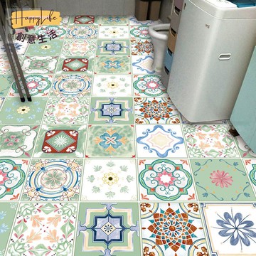 【臺灣公司 可打統編】免運 PVC地板貼 壁居逸閣復古仿花磚貼紙廚房地面翻新地貼自粘陽臺臥室地板貼耐磨 可開發票 全館六折 工廠現貨直銷 新品特價 c1083