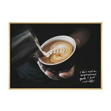 只要一杯咖啡 藝術畫  70 x 50cm  木色框
