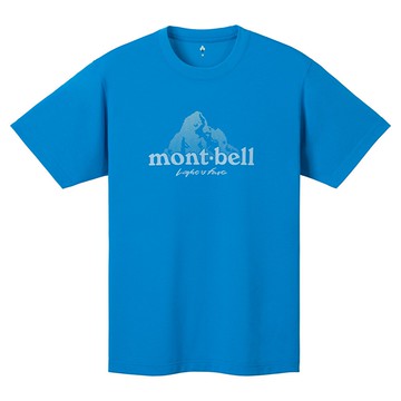 ├登山樂┤日本 mont-bell WIC. T-SHIRT 男透氣排汗短袖 亮藍 LOGO山 #  1114471SPBL