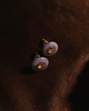 古典耳環 / 紫芋圓鋯 - Vintage