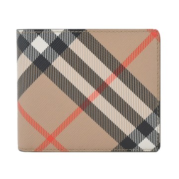 BURBERRY新款格紋對開短夾(零錢袋/沙色)