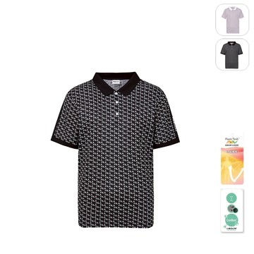 【FILA】男性 GOLF 高爾夫 滿版 吸濕排汗 短袖圓領POLO衫-黑色 1POY-6003-BK