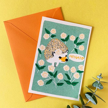 ARIGATO 卡片信封組 - 花與刺蝟 -