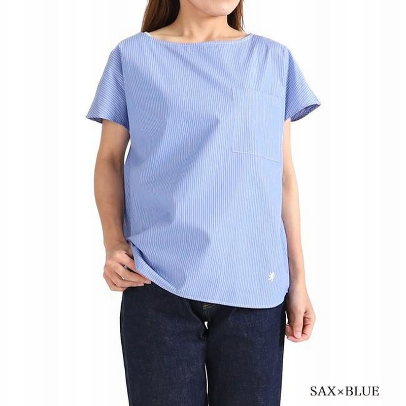 Gymphlex ジムフレックス フレンチスリーブシャツ ブルーストライプ 16 Gymphlex ジムフレックス フレンチスリーブシャツ ブルー