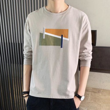 潮流百搭拼色打底衫秋季長袖t恤