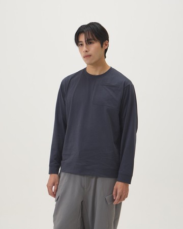 口袋剪接T (深藍)