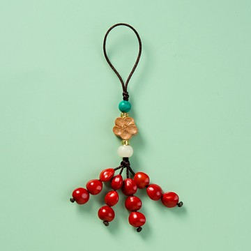 相思豆鑰匙扣掛件手機U盤掛繩創意平安汽車鏈鎖匙圈環情侶包掛飾