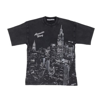 alexanderwang 黑色紐約天際線水晶熱鑽 T恤