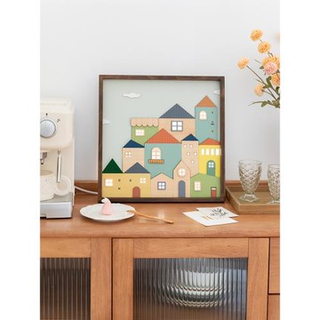 阿楹 高級治愈餐邊柜裝飾畫多巴胺掛件溫馨桌面擺件帶燈法式奶油