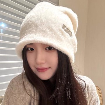 顯臉小冬季保暖毛絨白色鐵標網紅堆堆帽大頭圍毛茸茸防寒包頭冷帽