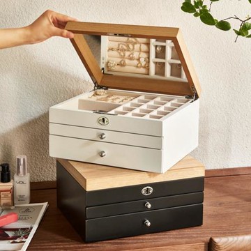 情人節禮物送老婆結婚嫁妝首飾品盒項鏈耳環戒指奢華珠寶收納盒木