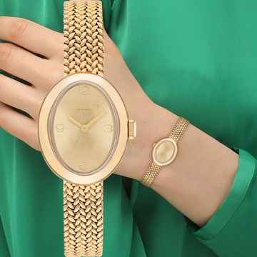 COACH Sammy 橢圓形編織鍊帶女錶-22mm(CO14504567)