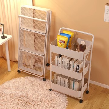 【MINE 家居】升級有扶手小推車 多功能置物架 黑白任選43*30*80cm (置物架 水果籃 收納架)