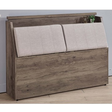 【顛覆設計】司福仿灰橡色5尺插座靠枕床頭箱