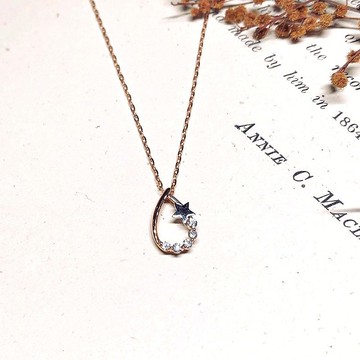 【Moriarty Jewelry】- 水滴星星 - 14K  玫瑰金 小鑽項鍊