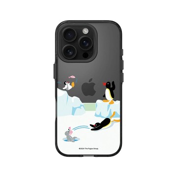 iPhone 16 Pro Clear 酷墨灰 - Pingu 企鵝家族 - 魚的接力賽