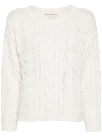 TWINSET - logo-patch cable-knit jumper - women - Acrylic/Cotton - XL - White