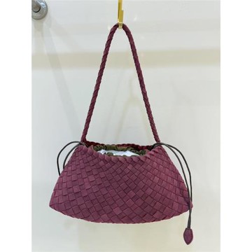 法式復古磨砂真皮編織餃子包女百搭小眾中古手提包麂皮單肩腋下包