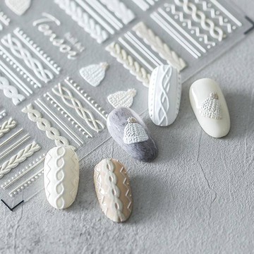 現貨｜TENSOR 冬季 立體 浮雕 毛衣紋 美甲 貼紙 雪花 冬天 毛衣 聖誕節 帶背膠 毛衣美甲 立體紙貼