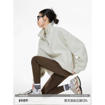 ICH MODE 美式半拉鏈立領衛衣女2026新款春季寬松慵懶風外套上衣