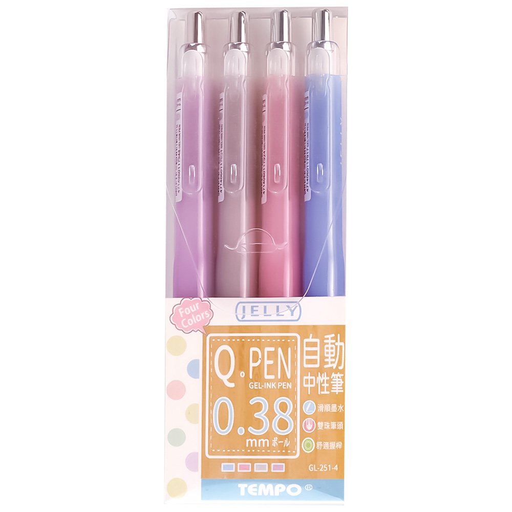 TEMPO 0.38果凍中性筆四色入GL251-4推薦| 九乘九購物網| LINE購物