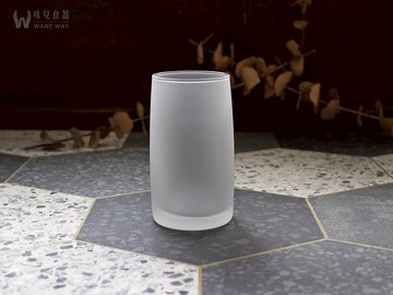 早期噴砂水杯－霧朧 (舊物/老件/玻璃/素色/平口/溫潤)