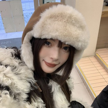 日系復古麂皮絨飛行帽女冬季2023新款保暖防寒百搭護耳騎行雷鋒帽