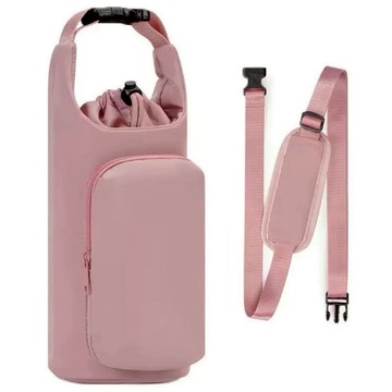 bebehome 居家生活 兩用設計可背可提輕量雙層保溫保冰水壺袋  經典粉  1個