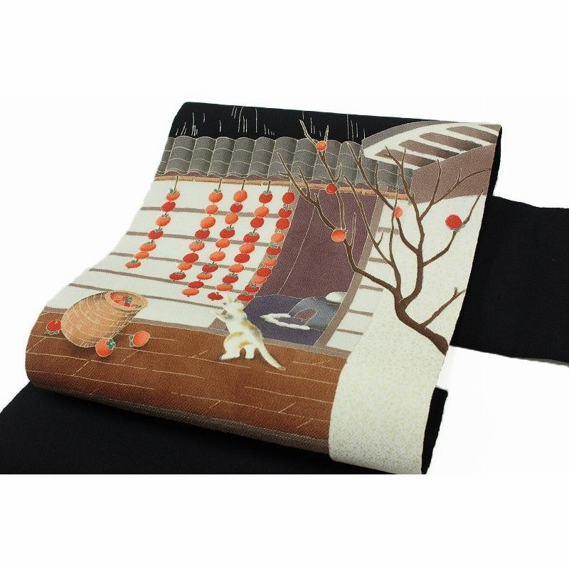 名古屋帯 十日町友禅 秀美 浜ちりめん お仕立て上がり y1668