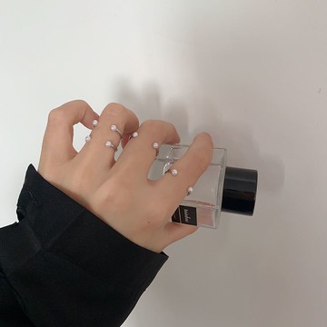 適合手粗的戒指女珍珠ins潮網紅學生小眾設計感冷淡風尾戒指環