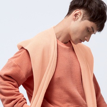 REBOOT-甦活華夫格保暖連帽圍巾-杏色