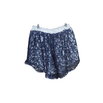Carven 卡紛 女士 蕾絲裝飾 深藍色雙層休閑短褲 IT36