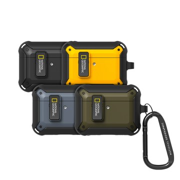 National Geographic Rugged Bumper 卡扣式 耳機保護殼 耳機殼 適用 AirPods Pro 3 - 黑/黃/灰/卡其色