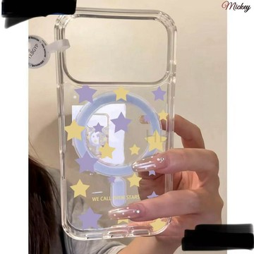iphone手機殼.紫黃星星適用iPhone17promax手機殼蘋果16plus膚感磁吸14小眾13硬