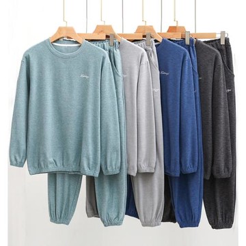 男士睡衣男青年春秋季新款家居服可出門休閑套頭長袖長褲兩件套裝