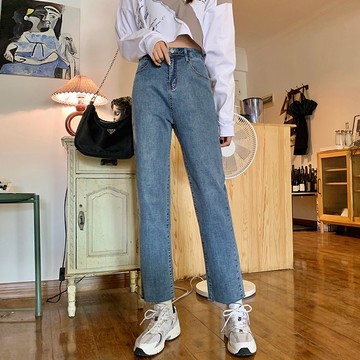 【太妮絲AA166】 現貨 韓系 基本款推薦！顯瘦剪邊小直筒牛仔褲 小抽鬚 顯腿直 牛仔長