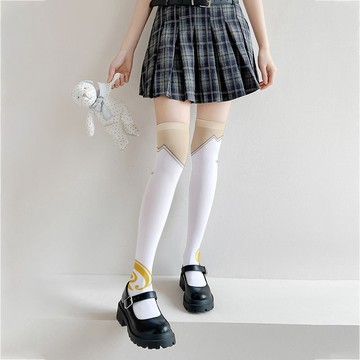 【臺灣有貨】原創新款洛麗塔白色絲襪女長款可愛大喬印花lolita長襪
