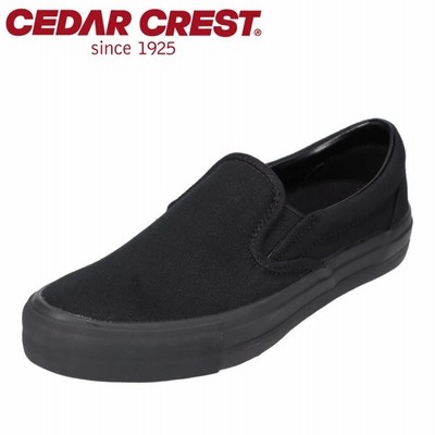 スニーカースリッポン セダークレスト レディース 定番 シンプル 紐なし eco ローカットスニーカー ブラック CEDAR CREST CC-9410W