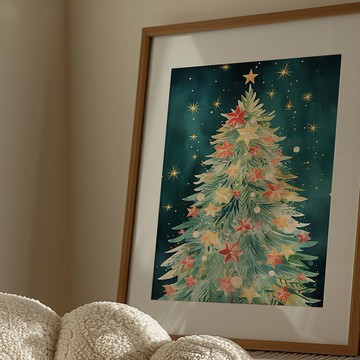 歡樂耶誕風格 / 星語耶誕樹 節慶掛畫 海報 無框畫
