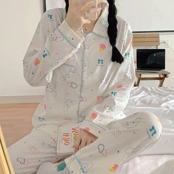 睡衣女長袖長褲春秋季韓版甜美可愛學生少女可外穿兩件套裝家居服