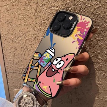 涂鴉派大星iphone17promax手機殼新款16pro海綿寶寶15pm高級感14全包13防摔12適用蘋果16promax卡通17air女11