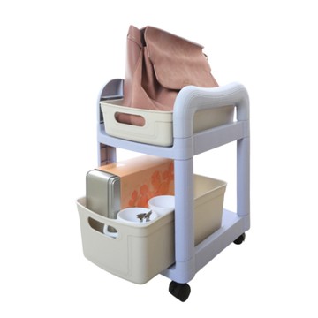 【品樂生活】移動式減壓雙層書包架 G3725PC-WT 桌下收納推車 桌下收納籃 收納推車 背包架